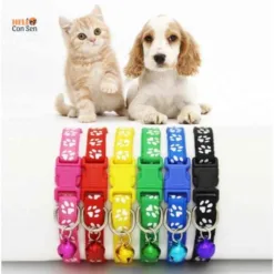 Dog and Cat Collar with Bell – Dog Paw Pattern